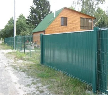 Забор из профнастила и 3д сетки RAL 6008